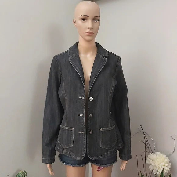 Dark Gray Jean Jacket - Picture 1 of 10